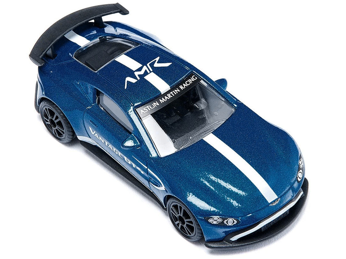 Aston Martin Vantage GT4 Blue Metallic with White Stripes Diecast Model Car by Siku-2