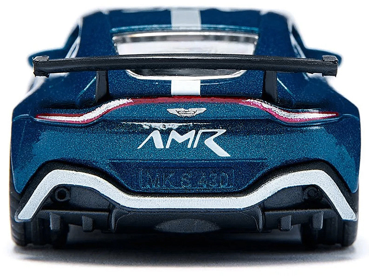 Aston Martin Vantage GT4 Blue Metallic with White Stripes Diecast Model Car by Siku-3
