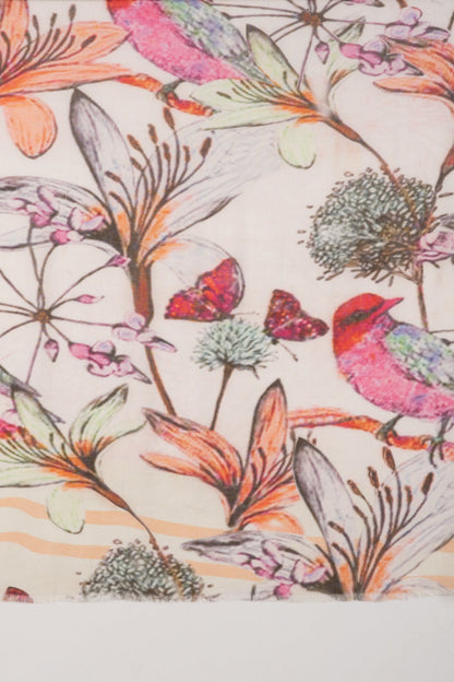 Summer Sparrow Floral Print Cotton Modal Scarf - Multicoloured-2
