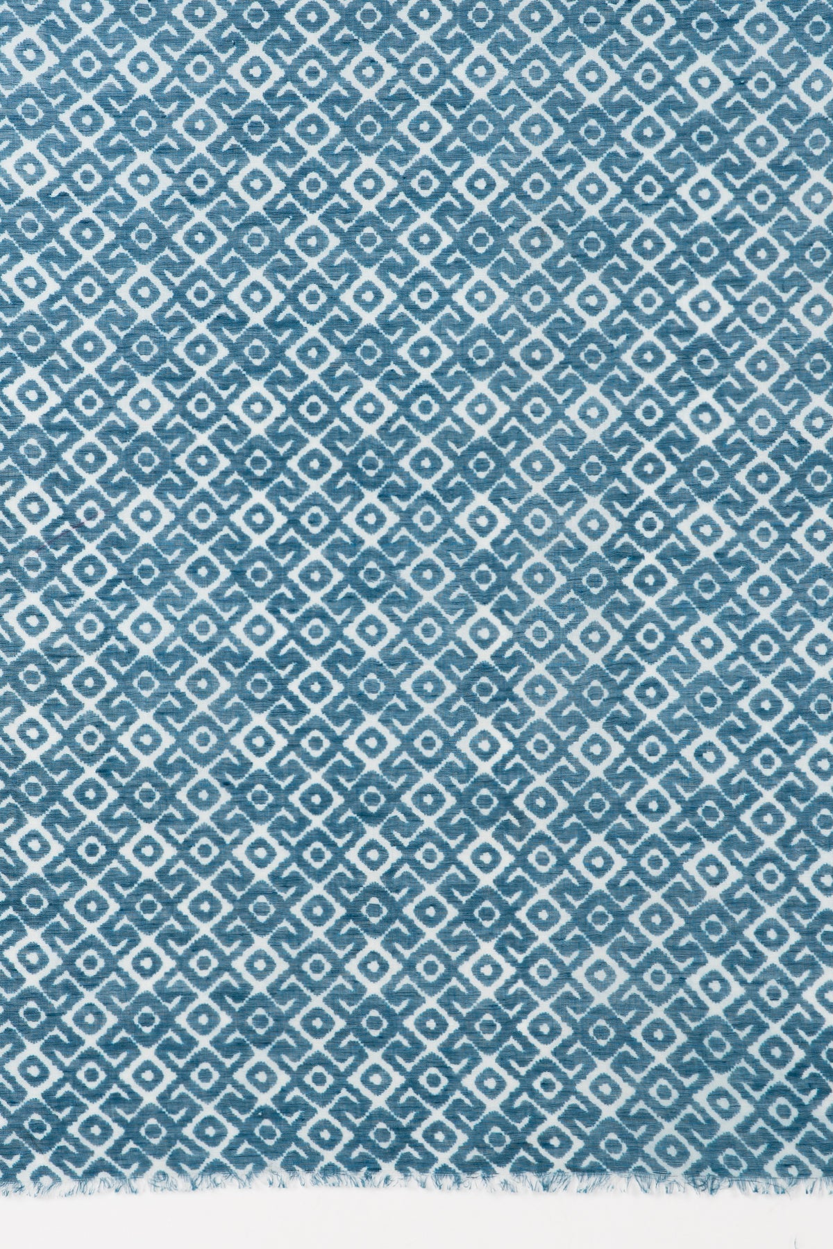 Tribal Tile Print Linen Cotton Scarf - Teal-2