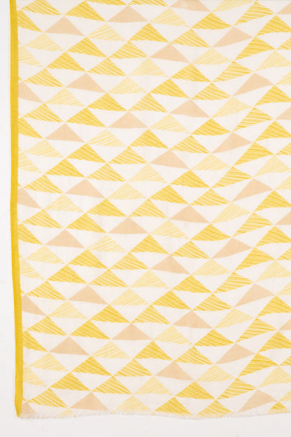 Sketchy Triangle Print Cotton Modal Scarf - Lime Multi-2