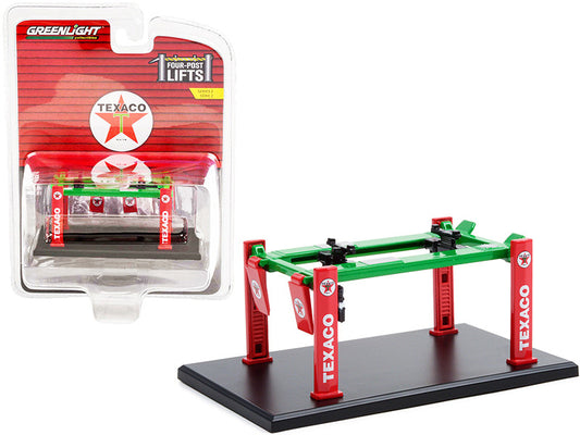 Adjustable Four-Post Lift "Texaco" Red and Green "Four-Post Lifts" Series 2 1/64 Diecast Model by Greenlight-0