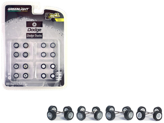 "First Generation (1981-93) Dodge Trucks" Wheels and Tires Multipack Set of 24 pieces "Wheel & Tire Packs" Series 8 1/64 by Greenlight-0
