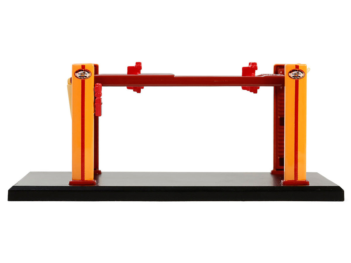 Adjustable Four-Post Lift "Busted Knuckle Garage" Red and Yellow "Four-Post Lifts" Series 6 1/64 Diecast Model by Greenlight-1