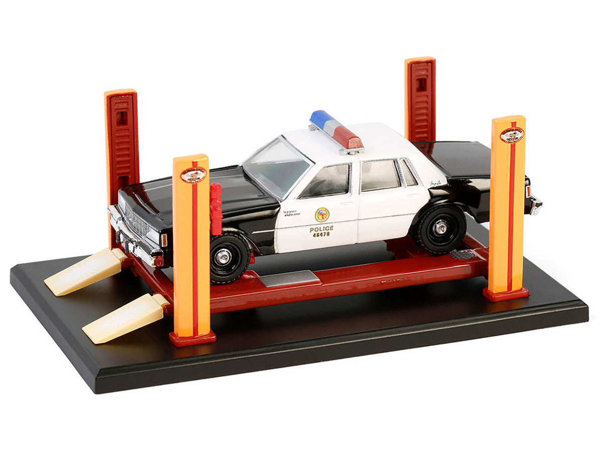 Adjustable Four-Post Lift "Busted Knuckle Garage" Red and Yellow "Four-Post Lifts" Series 6 1/64 Diecast Model by Greenlight-2