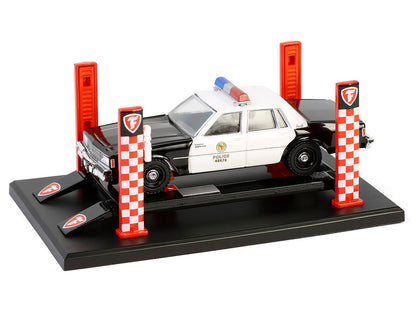 Adjustable Four-Post Lift "Firestone" Red and White "Four-Post Lifts" Series 6 1/64 Diecast Model by Greenlight-3
