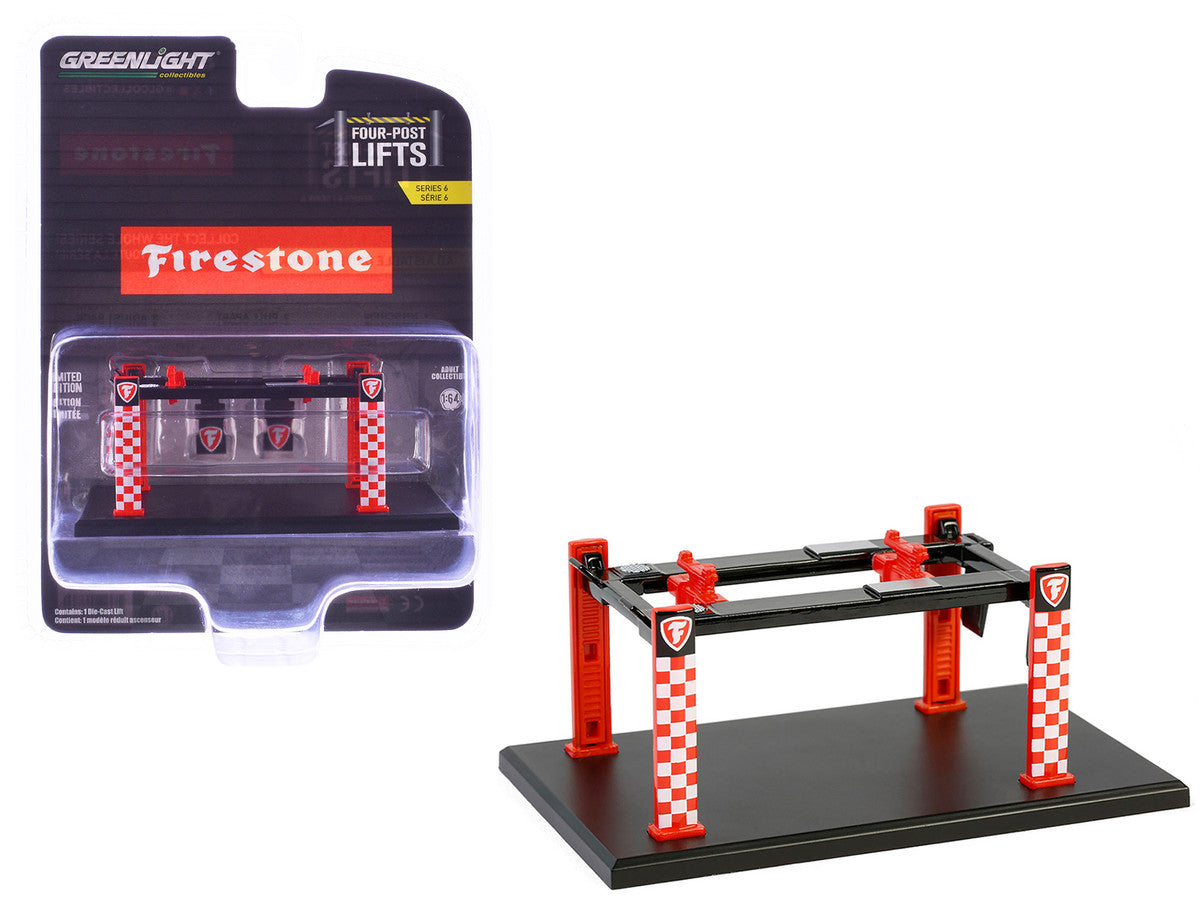 Adjustable Four-Post Lift "Firestone" Red and White "Four-Post Lifts" Series 6 1/64 Diecast Model by Greenlight-4