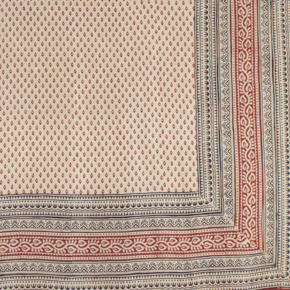 Mini Spade Print Bagh Hand-block Print Silk Square Scarf - Red-2