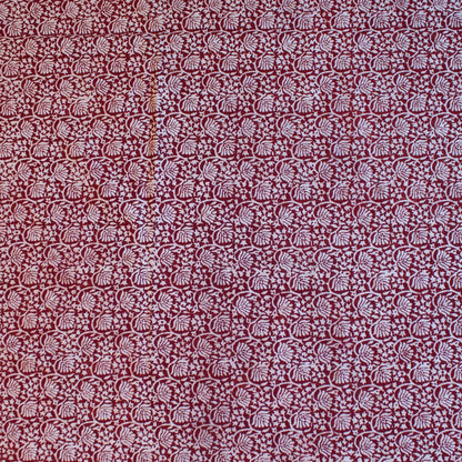 Lotus Flower Hand-block Print Area Rug - Red-3