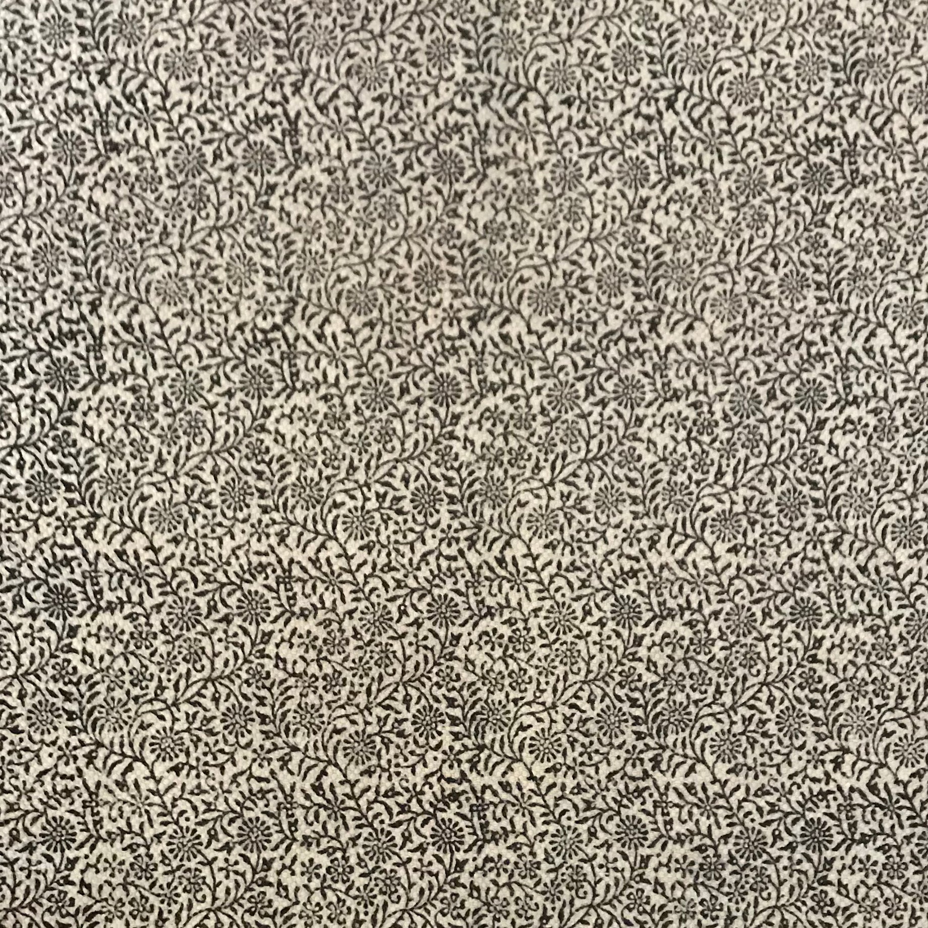 Floral Jaal & Paisley Hand-block Print Rug - White Black-2