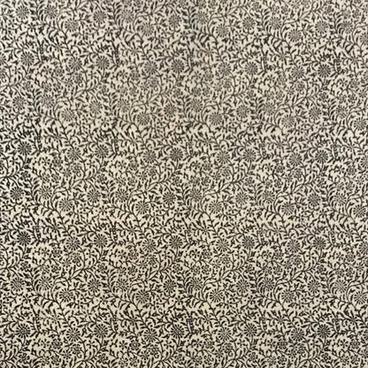 Floral Jaal & Paisley Hand-block Print Rug - White Black-2