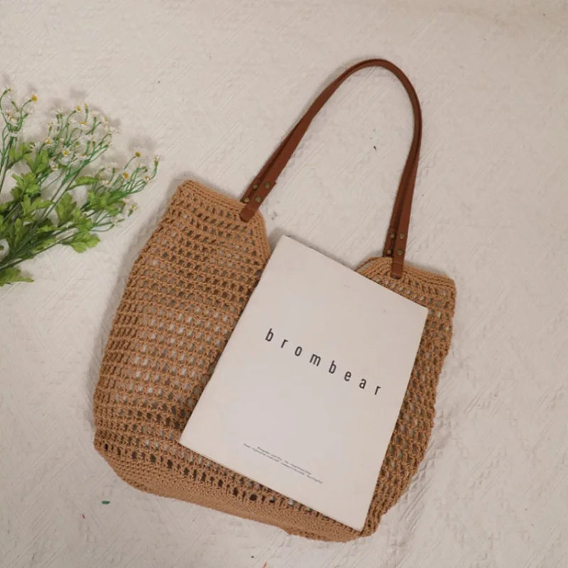 WILMA - Vrouwen Vintage Bohemian Stro Schoudertas met Uniek Uithollingsontwerp