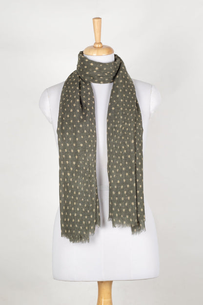 Polka Dots Illusion Merino Wool Scarf - Green-0