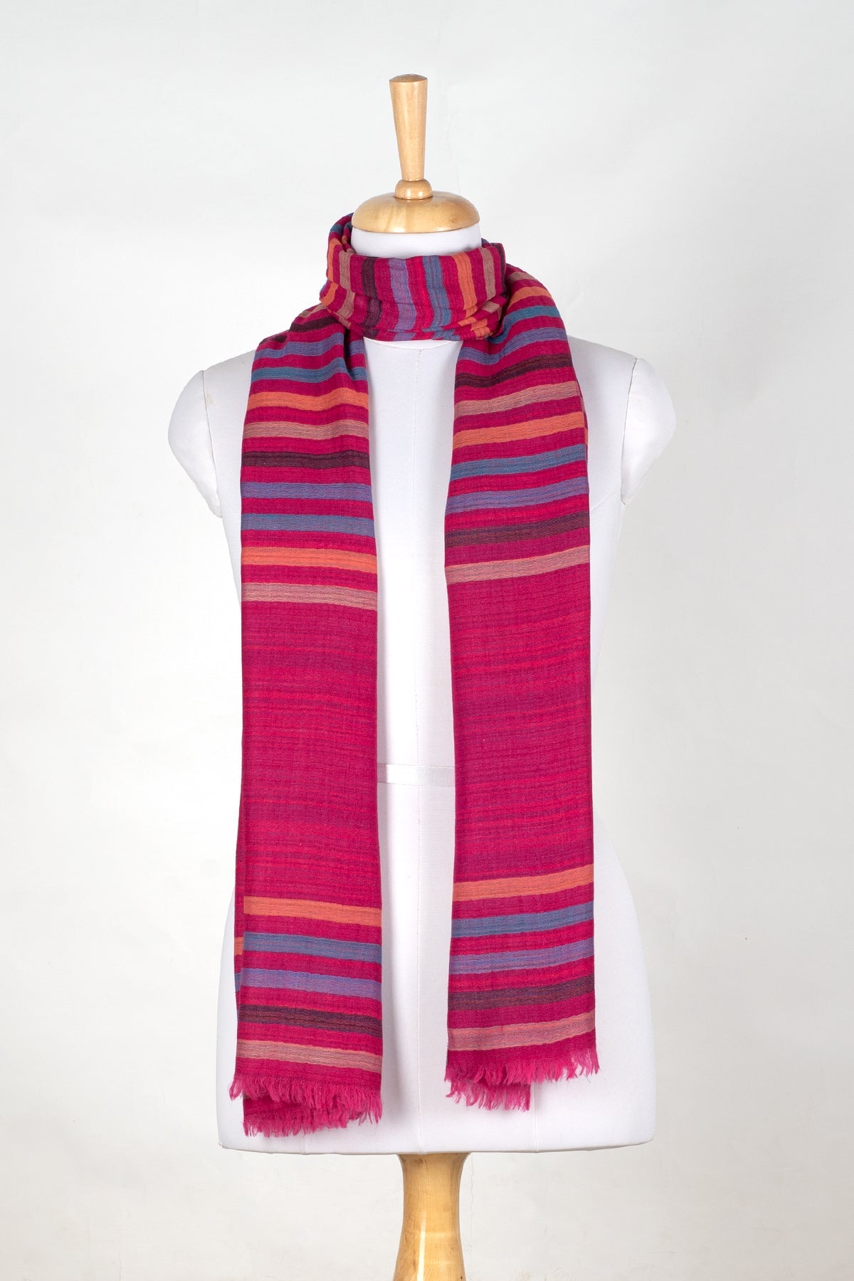 Vivid Stripes Reversible Cashmere Wool Scarf – Pink Multi | SVEŽElife-2