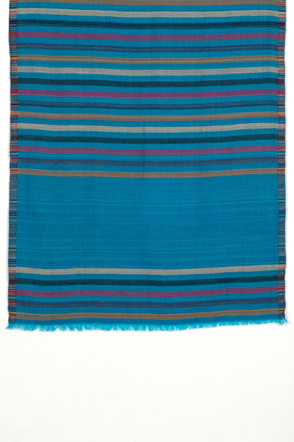 Vivid Stripes Reversible Cashmere Wool Scarf – Turquoise Multi | SVEŽElife-1