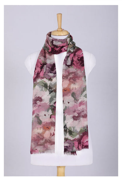 Romantic Bloom Wool Scarf - Multi Coloured-0