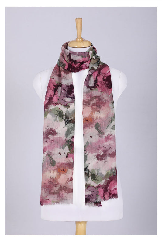 Romantic Bloom Wool Scarf - Multi Coloured-0