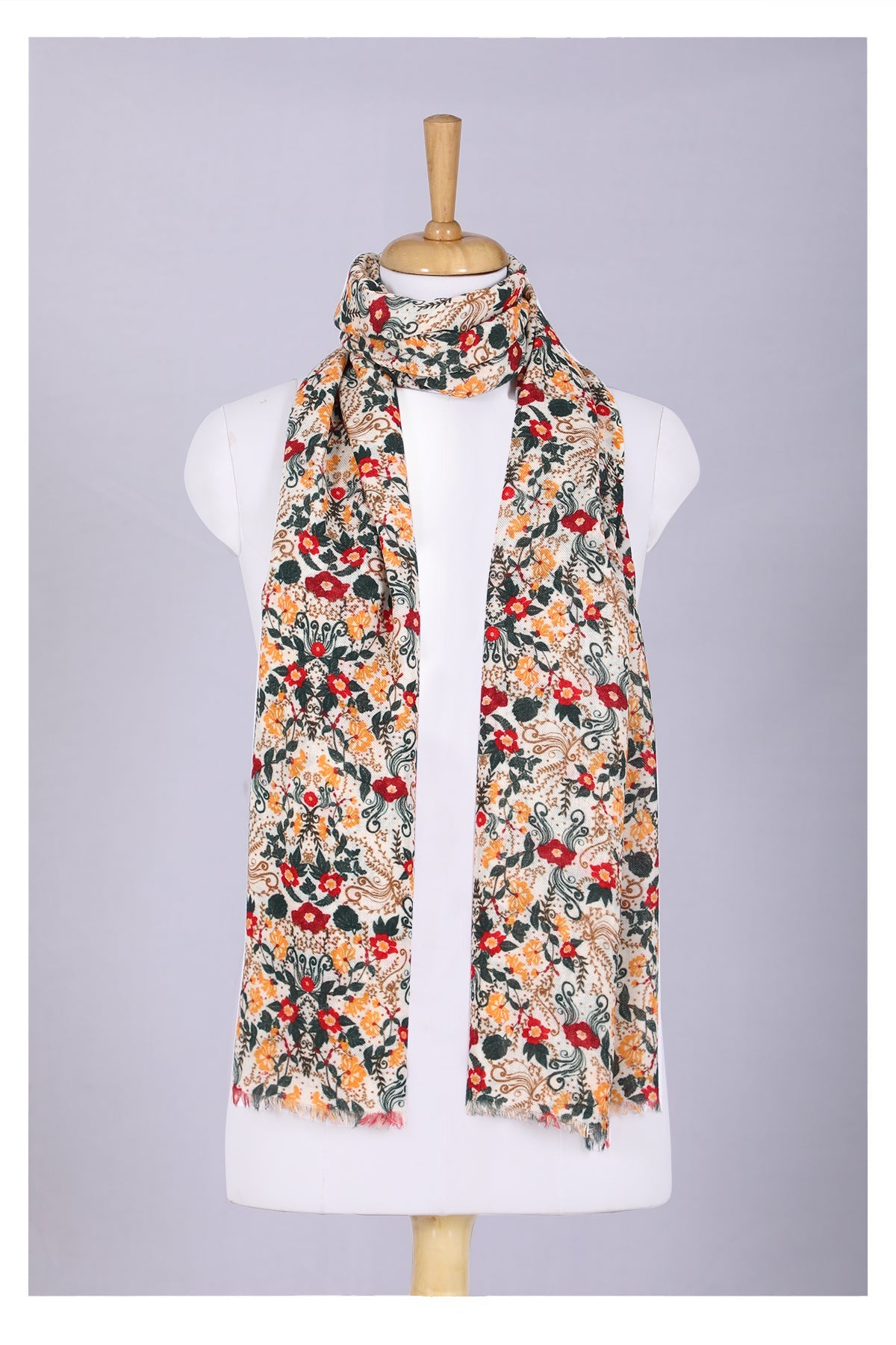 Vintage Charm Wool Scarf - Multi Coloured-0