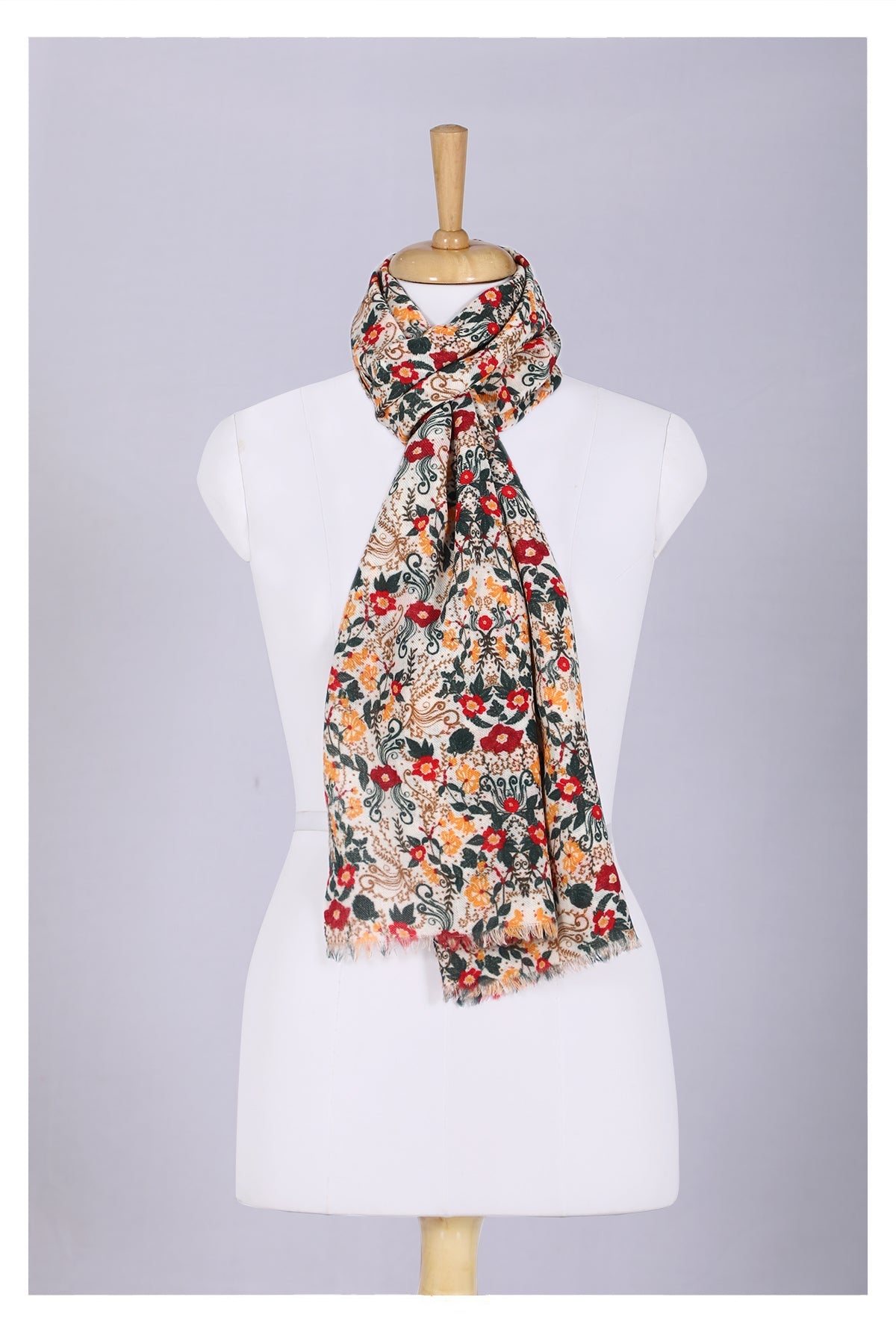 Vintage Charm Wool Scarf - Multi Coloured-2
