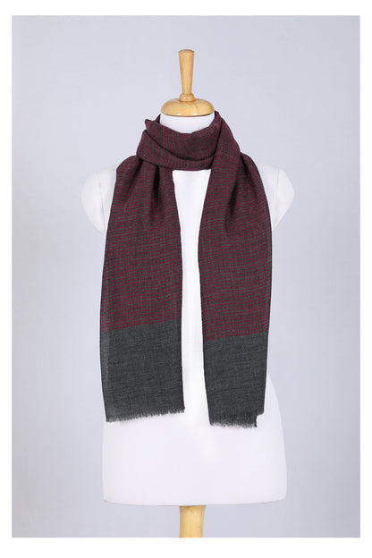 Twilight Stripes Wool Scarf - Grey Maroon-0