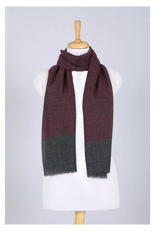 Twilight Stripes Wool Scarf - Grey Maroon-0