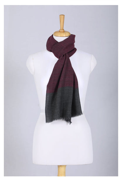 Twilight Stripes Wool Scarf - Grey Maroon-2