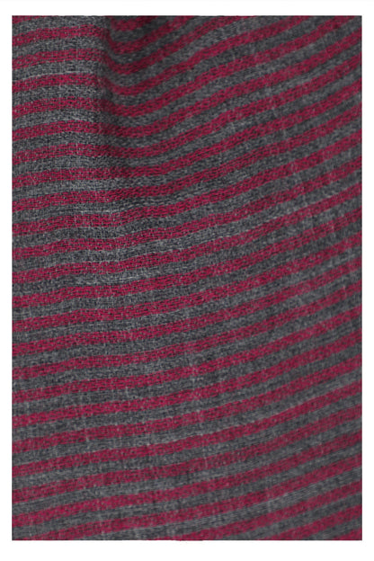 Twilight Stripes Wool Scarf - Grey Maroon-3