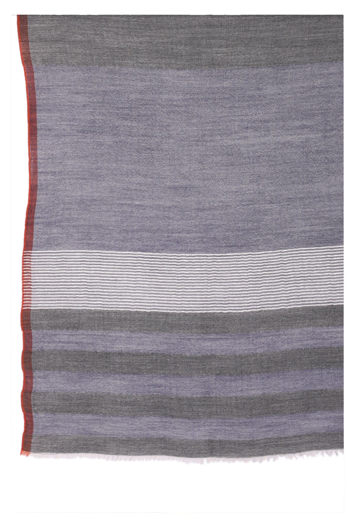 Celestial Glow Stripes Wool Scarf - Grey Blue-1