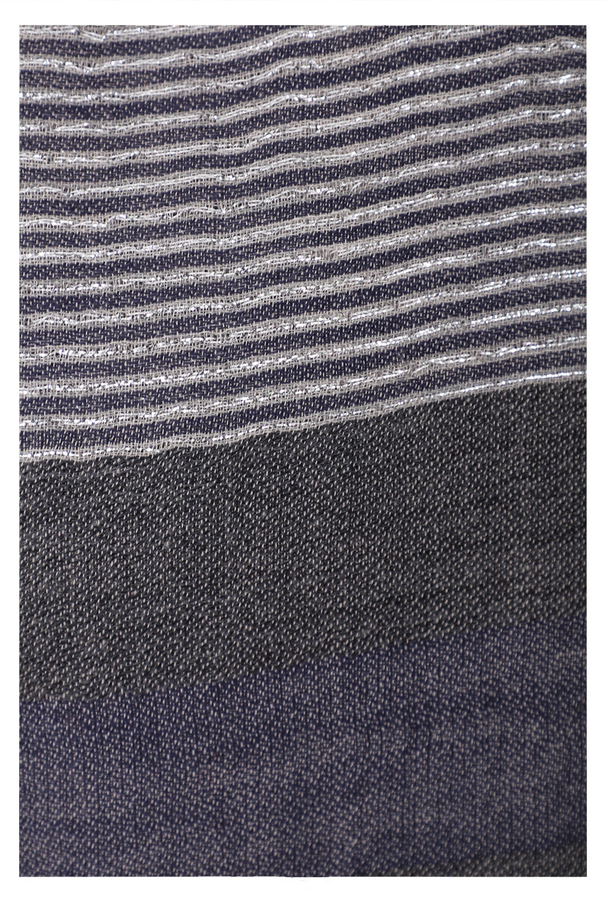 Celestial Glow Stripes Wool Scarf - Grey Blue-3
