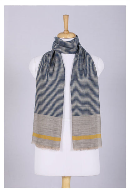 Serene Stride Stripes Wool Scarf - Beige Blue-0