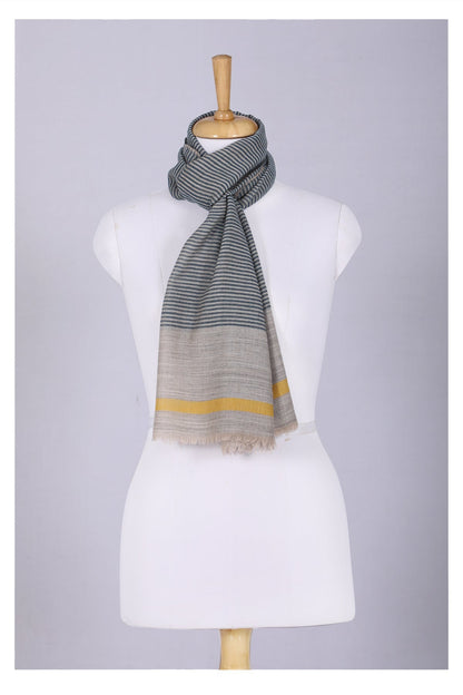 Serene Stride Stripes Wool Scarf - Beige Blue-2