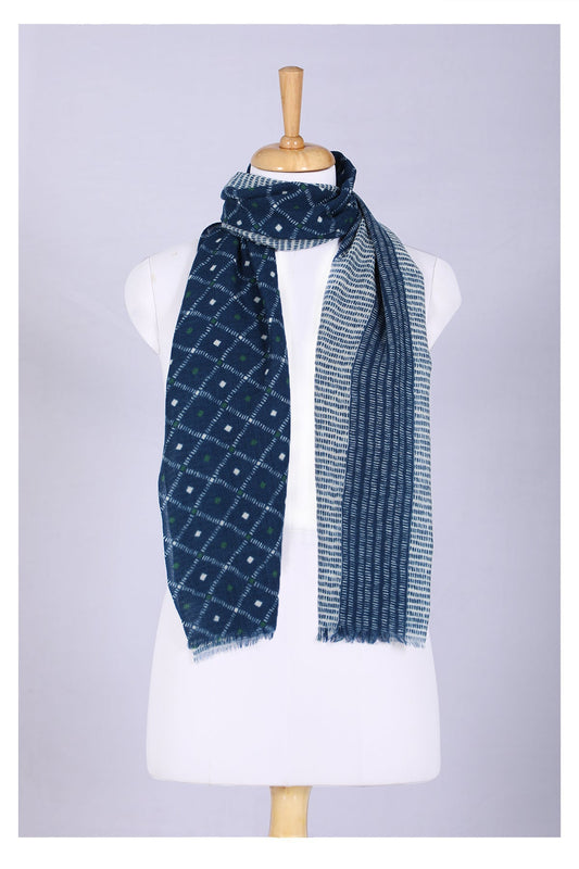 Indigo Elegance Wool Scarf - Blue-0