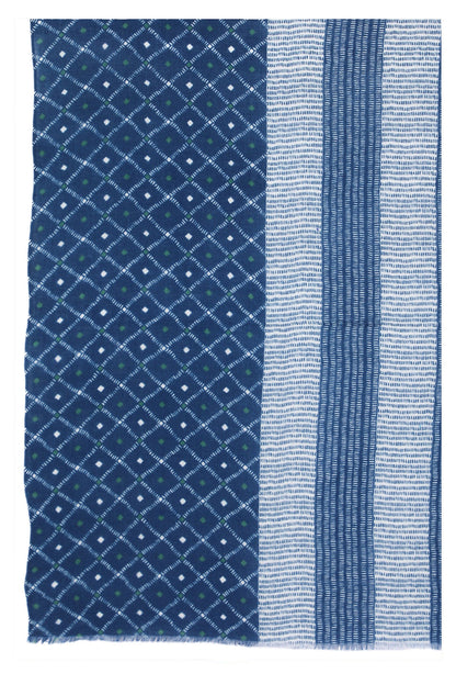 Indigo Elegance Wool Scarf - Blue-1