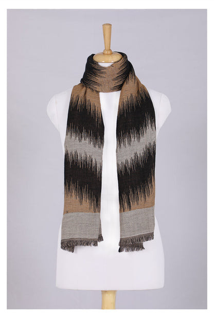 Sahara Jacquard Wool Scarf - Beige Black-0