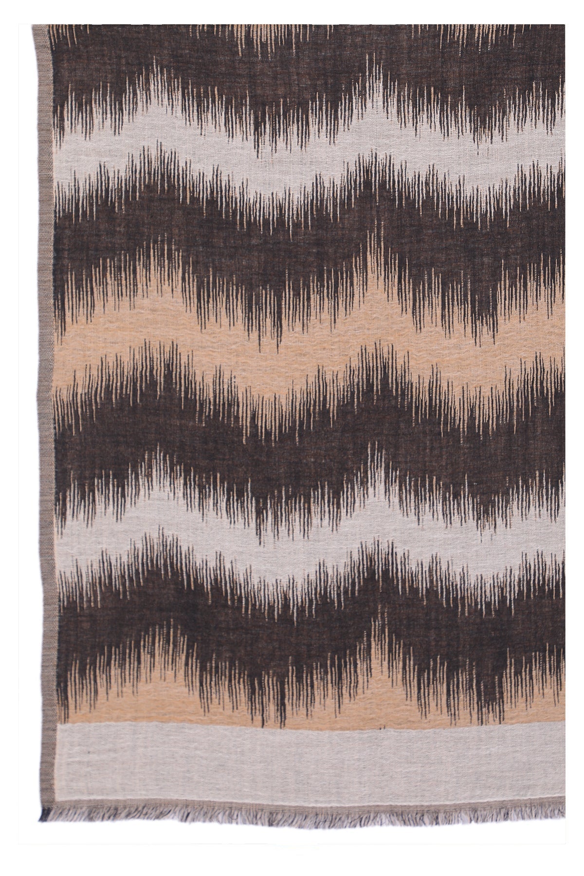Sahara Jacquard Wool Scarf - Beige Black-1