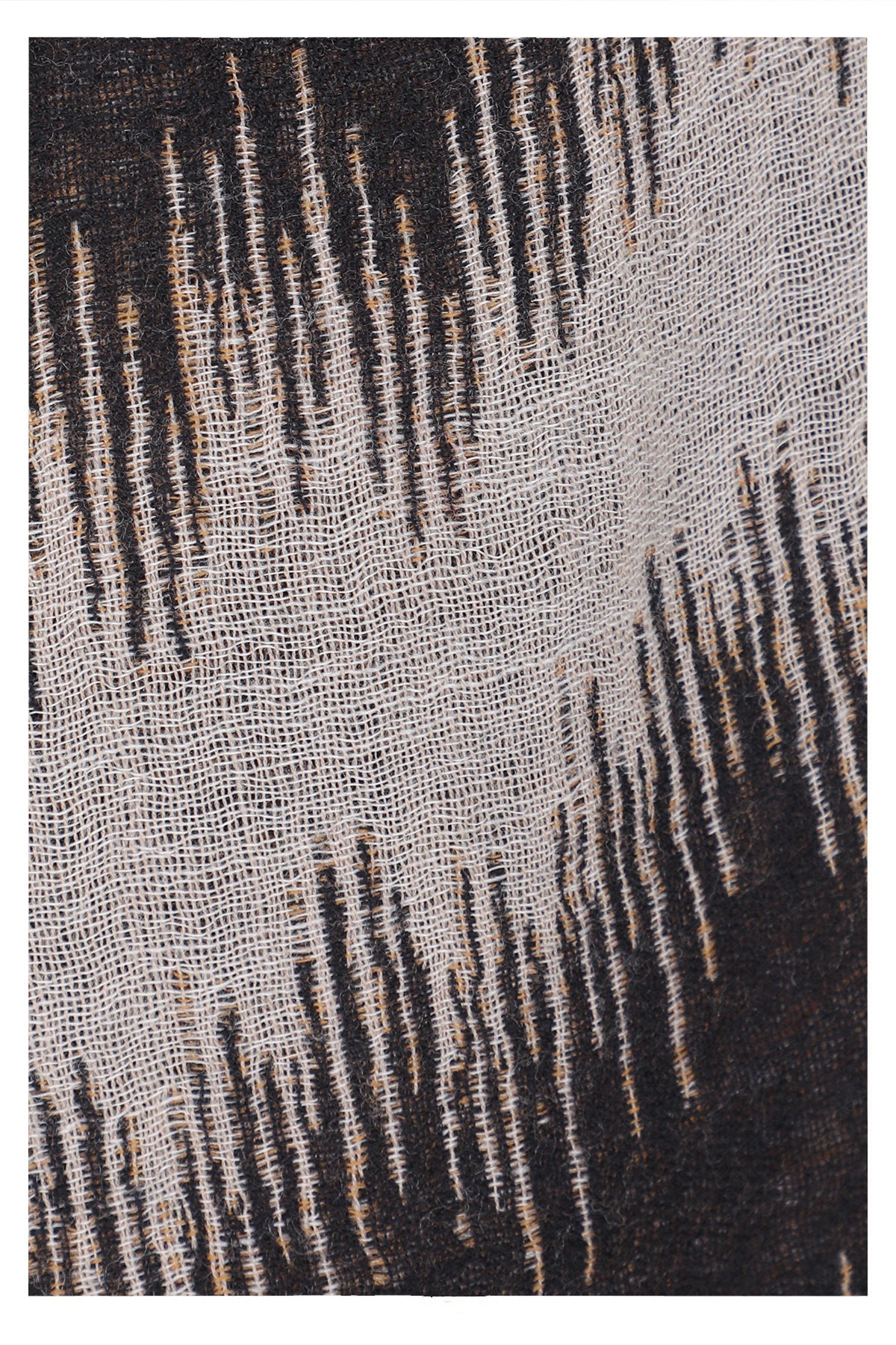 Sahara Jacquard Wool Scarf - Beige Black-3