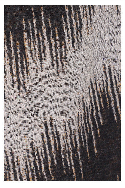 Sahara Jacquard Wool Scarf - Beige Black-3