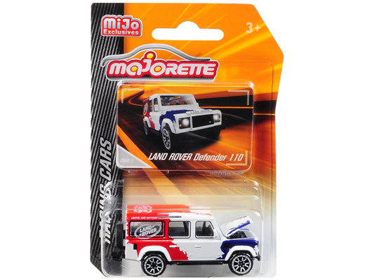 Land Rover Defender 110 White/Red/Blue "Above and Beyond" "Racing Cars" 1/60 Diecast Model Car by Majorette-0