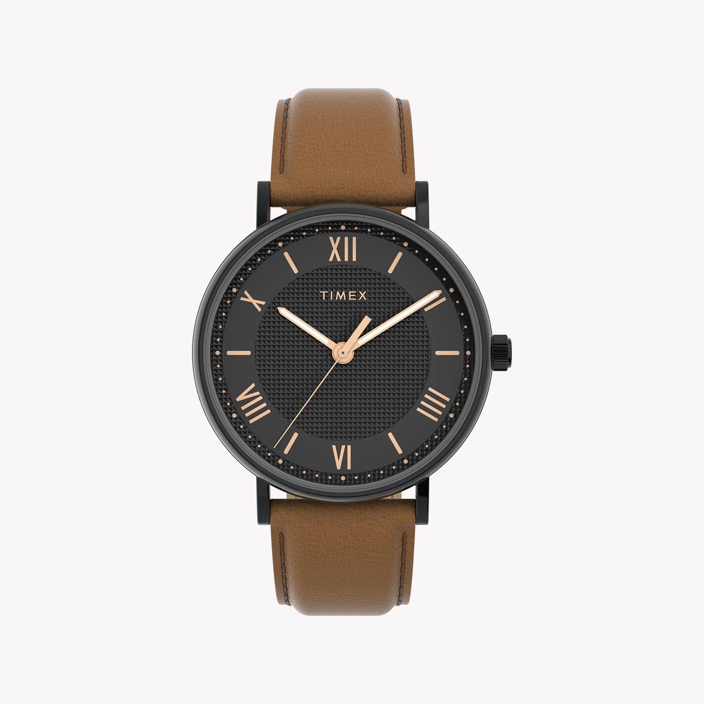 Timex Men's Black Case Watch, Tan Vegan Leather Strap | TW2V91400-0