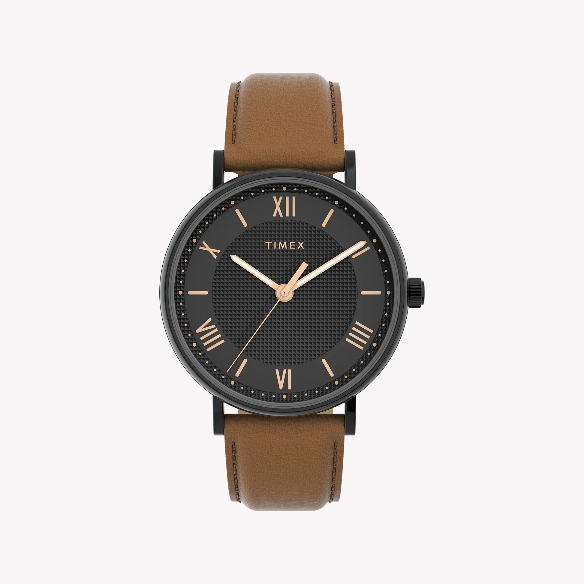 Timex Men's Black Case Watch, Tan Vegan Leather Strap | TW2V91400-0