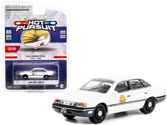 1990 Ford Taurus Police White "Utah Highway Patrol" "Hot Pursuit" Series 41 1/64 Diecast Model Car by Greenlight-0