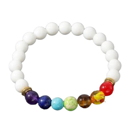 Elegante Witte Agaat Armband met 7 Chakra's voor Harmonie en Balans