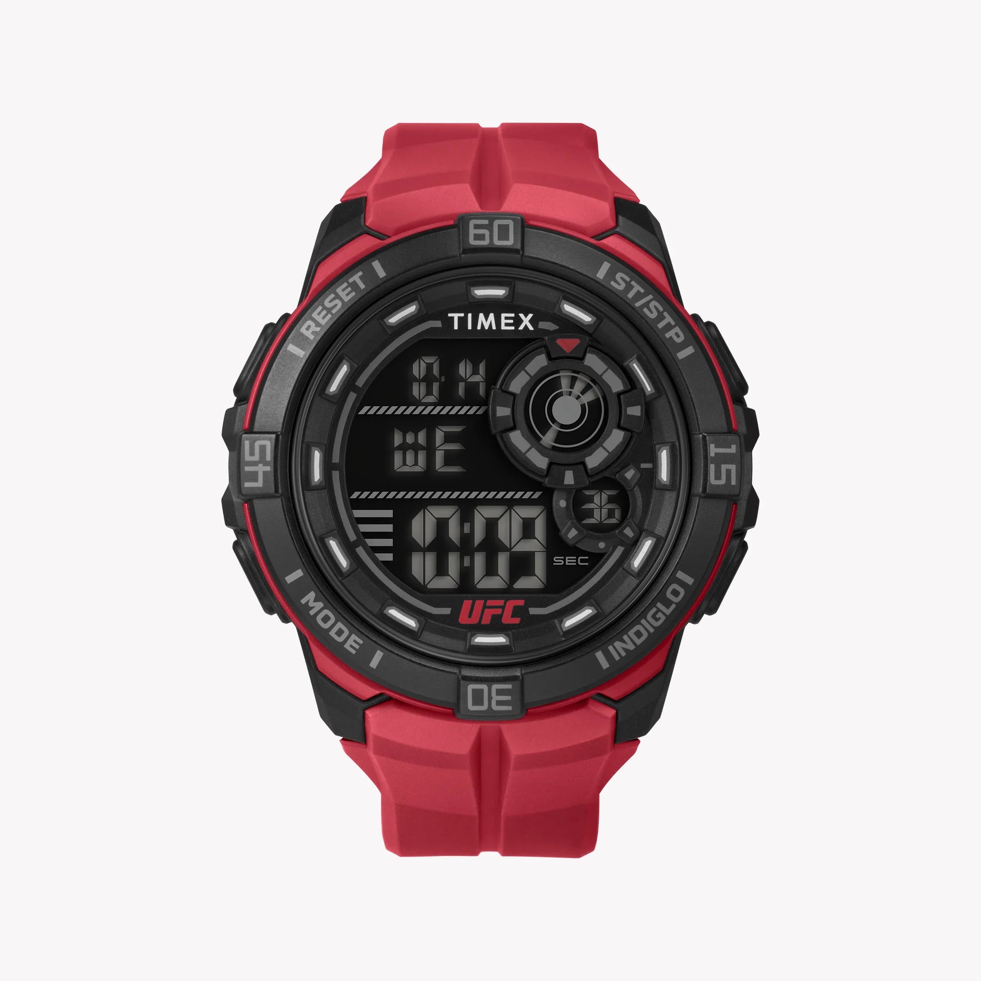 Timex Men's Black Digital Watch, Red Strap | UFC Rush 52mm-0