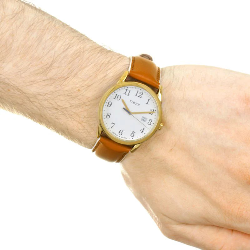Timex Women's Brass Watch, Off White Dial, Tan Leather | TW2R62700-4