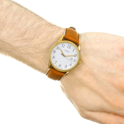 Timex Women's Brass Watch, Off White Dial, Tan Leather | TW2R62700-4
