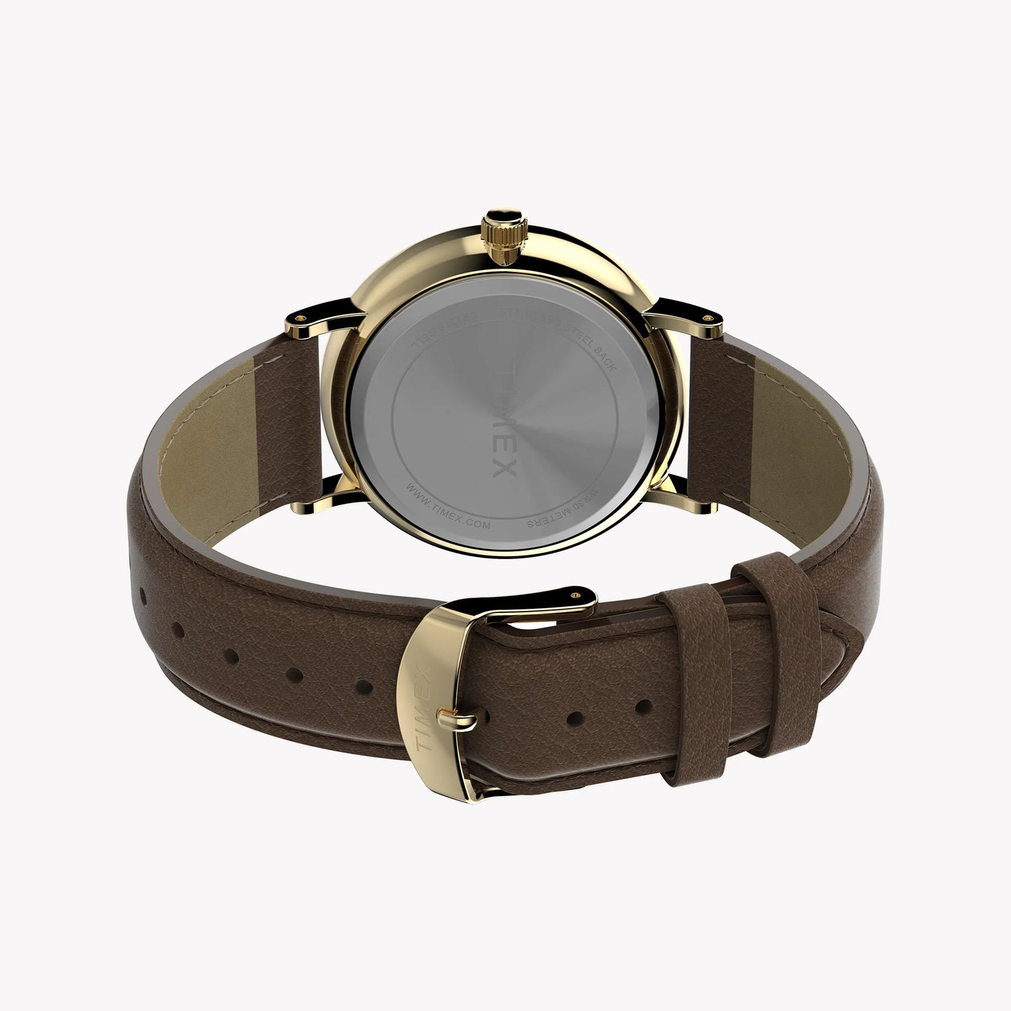 Timex Men's Gold-tone Case, Brown Vegan Leather Strap | TW2V91300-2