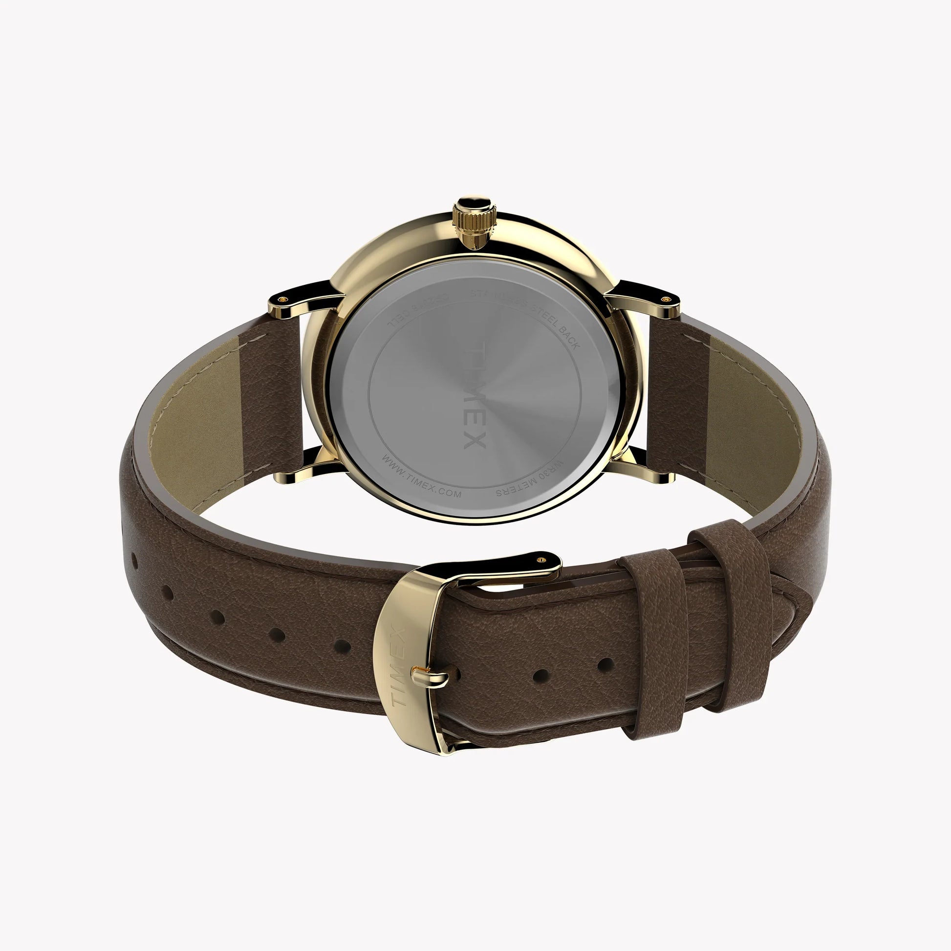 Timex Men's Gold-tone Case, Brown Vegan Leather Strap | TW2V91300-2