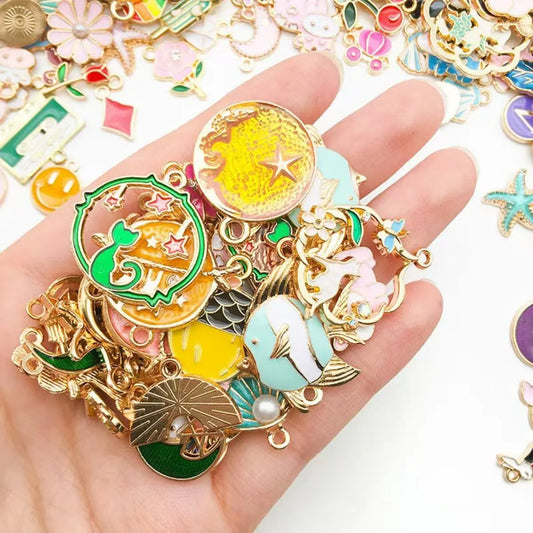 Mixed Enamel Charms for Jewelry Making Gold Tone Zinc Alloy Pendants DIY Bracelets Necklaces Craft Supplies