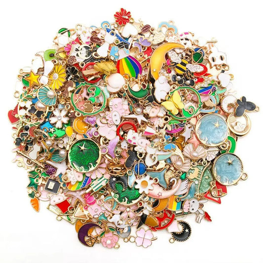 Mixed Enamel Charms for Jewelry Making Gold Tone Zinc Alloy Pendants DIY Bracelets Necklaces Craft Supplies