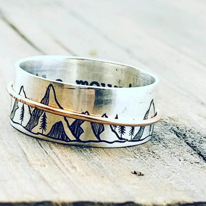 Gepersonaliseerde Liefdevolle Berg Spinner Ring voor een Vleugje Elegantie